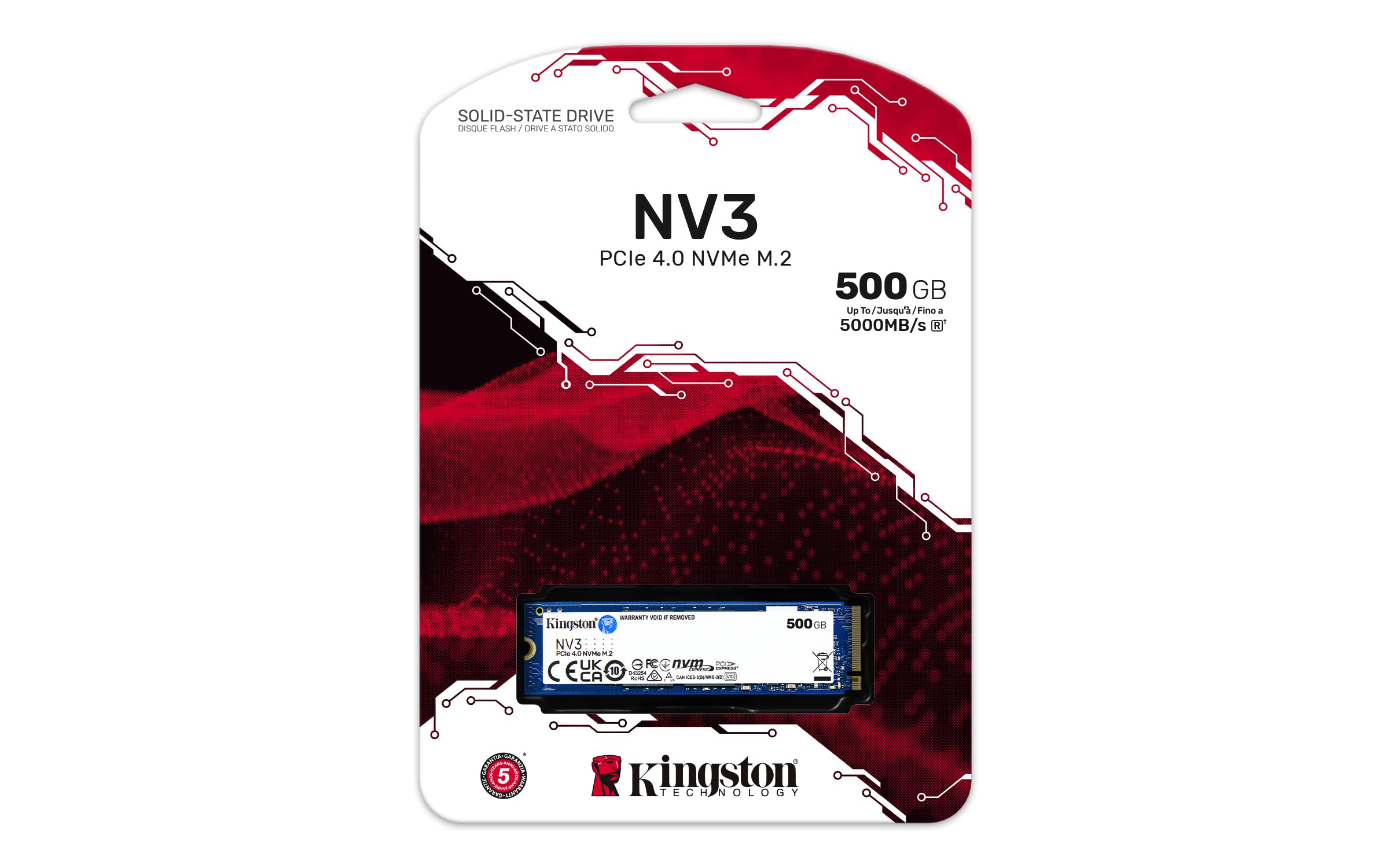 内蔵型SSD Kingston 500GB M.2 SSD Kingston NV3 NVMe PCIe 4.0 Internal SSD 500GB M.2 2280-SNV3S/500G